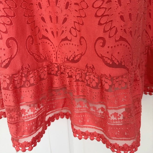 FARM Rio Dress Devore Lace Dress Midi Orange size XS Petite - Picture 12 of 16